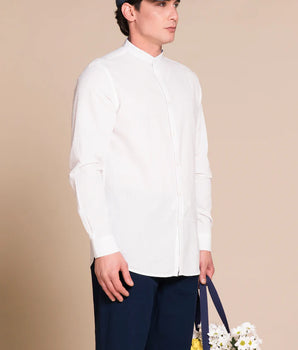 Camicia a manica lunga con collo coreano